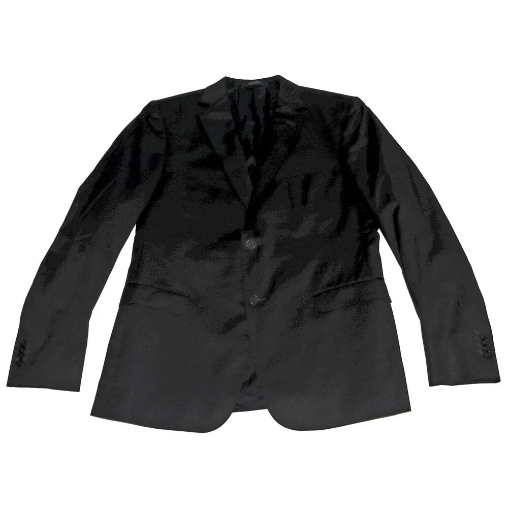 Z Zegna Drop 8 Wool Mens Duel Vent Two Button Double Vent Black Blazer Size 52 R